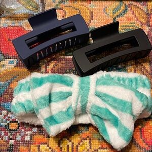 Striped Headband and Two Hair Clips
